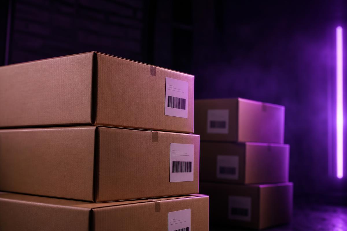 Boxed, barcoded shipments ready for Amazon fulfillment
